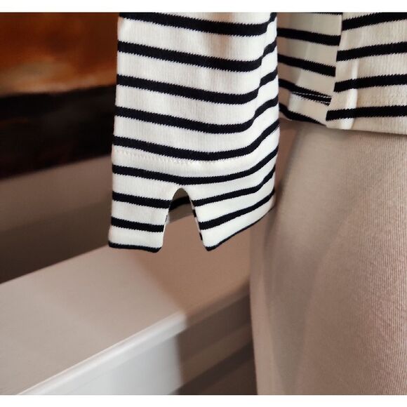 English Factory Black and White Striped Blouse with Gold Ruffle SIZE M NWT - Picture 3 of 5